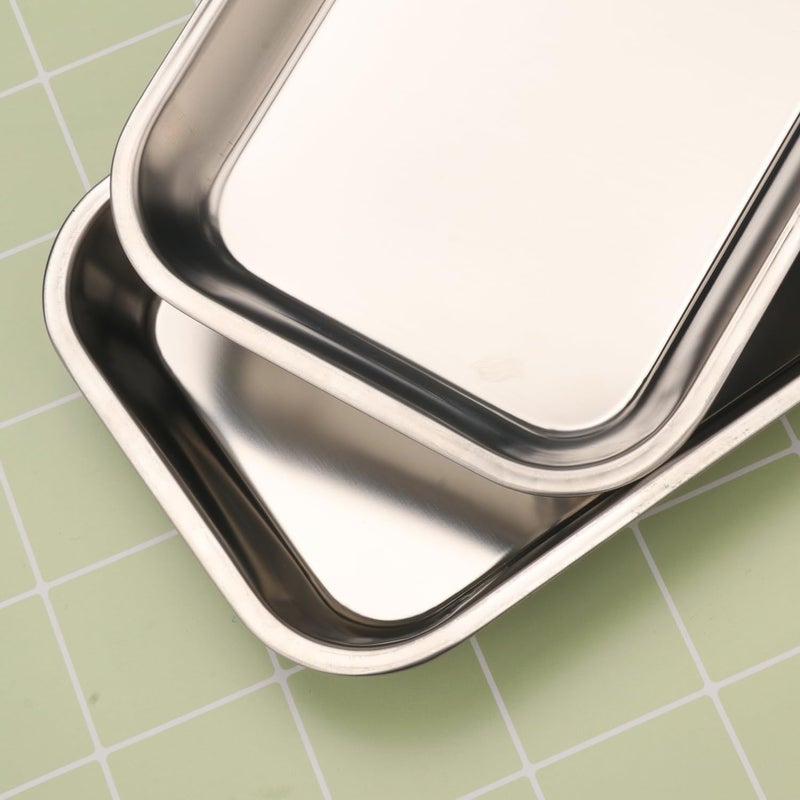GENHAKON 12 PCS 8.86 x 4.7 Inch Small Surgical Tray, Stainless Steel Medical Tray with Seamless Trays and Moderate Edge Height for Tattoo, Resin, Bathroom, Lab Instrument Supplies, by . - Image 3